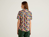 Benetton,  Bluse Mit Kurzen Ärmeln Und V-ausschnitt,  taglia L,  Bunt,  Damen
