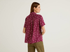 Benetton,  Bluse Mit Kurzen Ärmeln Und V-ausschnitt,  taglia L,  Zyklame,  Damen