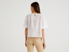 Benetton,  Bluse Mit Lochstickerei Und Taschen,  taglia M,  Weiss,  Damen