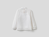 Benetton,  Bluse Mit Masche Am Ausschnitt,  taglia KL,  Weiss,  Kinder