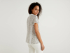Benetton,  Bluse Mit Muster Und Rüschen,  taglia L,  Weiss,  Damen