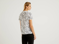Benetton,  Bluse Mit Muster Und Rüschen,  taglia L,  Weiss,  Damen
