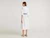 Benetton,  Chemisier-kleid Mit Stickereien,  taglia XS,  Weiss,  Damen