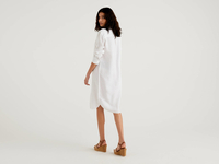 Benetton,  Chemisierkleid Aus 100% Leinen,  taglia XL,  Weiss,  Damen