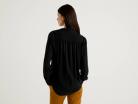 Benetton,  Fließende Bluse Mit Raffungen,  taglia XL,  Schwarz,  Damen