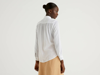 Benetton,  Fließende Bluse Mit Raffungen,  taglia XL,  Weiss,  Damen