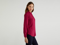 Benetton,  Fließende Bluse Mit Raffungen,  taglia XL,  Zyklame,  Damen