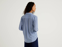 Benetton,  Fließende Bluse Mit Raffungen,  taglia XS,  Blassblau,  Damen