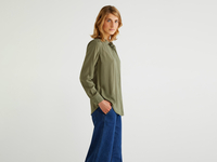 Benetton,  Fließende Bluse Mit Raffungen,  taglia XS,  Militärgrün,  Damen