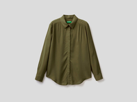 Benetton,  Fließende Bluse Mit Raffungen,  taglia XS,  Militärgrün,  Damen