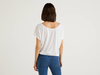 Benetton,  Fließende Bluse Mit Rundausschnitt,  taglia S,  Weiss,  Damen