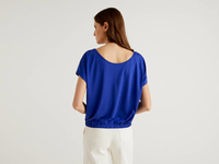 Benetton,  Fließende Bluse Mit Rundausschnitt,  taglia XS,  Blau,  Damen