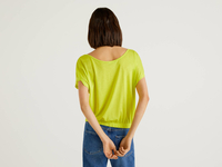 Benetton,  Fließende Bluse Mit Rundausschnitt,  taglia XS,  Gelbgrün,  Damen