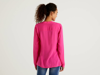 Benetton,  Fließende Bluse Mit V-ausschnitt,  taglia L,  Fuchsia,  Damen