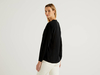 Benetton,  Fließende Bluse Mit V-ausschnitt,  taglia M,  Schwarz,  Damen