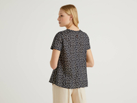 Benetton,  Gemusterte Bluse Aus Reiner Baumwolle,  taglia M,  Dunkelblau,  Damen