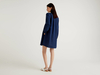 Benetton,  Kurzes Kleid Aus 100% Leinen,  taglia M,  Dunkelblau,  Damen