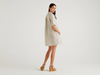 Benetton,  Kurzes Kleid Aus 100% Leinen,  taglia M,  Hautfarbe,  Damen