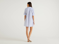 Benetton,  Kurzes Kleid Aus 100% Leinen,  taglia M,  Hellblau,  Damen