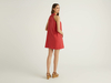 Benetton,  Kurzes Kleid Aus 100% Leinen,  taglia M,  Koralle,  Damen