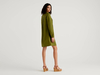 Benetton,  Kurzes Kleid Aus 100% Leinen,  taglia M,  Militärgrün,  Damen