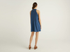 Benetton,  Kurzes Kleid Aus 100% Leinen,  taglia M,  Taubenblau,  Damen