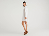 Benetton,  Kurzes Kleid Aus 100% Leinen,  taglia M,  Weiss,  Damen