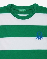 Benetton Online exclusive,  Gestreifter Pullover Mit Logo,  taglia 1Y,  Grün,  Kinder