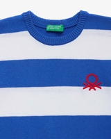 Benetton Online exclusive,  Gestreifter Pullover Mit Logo,  taglia XL,  Verkehrsblau,  Kinder