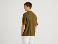 Benetton Online exclusive,  Polo In Einer Mischung Aus Baumwolle Und Leinen,  taglia EL,  Militärgrün,  Herren