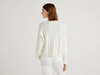 Benetton Online exclusive,  Pullover Aus 100% Baumwolle Mit Besonderer Verarbeitung,  taglia M,  Cremeweiss,  Damen