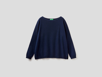 Benetton Online exclusive,  Pullover Aus Baumwolle Mit Rundausschnitt,  taglia M,  Dunkelblau,  Damen