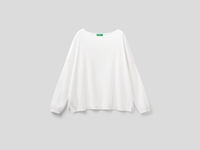 Benetton Online exclusive,  Pullover Aus Baumwolle Mit Rundausschnitt,  taglia M,  Weiss,  Damen
