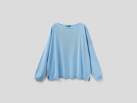 Benetton Online exclusive,  Pullover Aus Baumwolle Mit Rundausschnitt,  taglia S,  Blassblau,  Damen