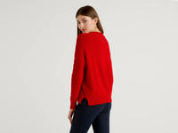 Benetton Online exclusive,  Pullover Aus Reiner Baumwolle Mit Besonderer Verarbeitung,  taglia XS,  Rot,  Damen