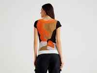 Benetton Online exclusive,  Pullover In Bunten Farben Mit Lochmuster,  taglia M,  Bunt,  Damen