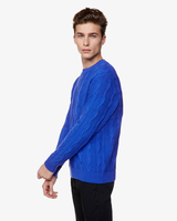 Benetton Online exclusive,  Pullover Mit Rundausschnitt Und Flechtmuster,  taglia XL,  Verkehrsblau,  Herren