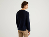 Benetton Online exclusive,  Pullover Mit V-ausschnitt Aus Baumwolle Und Leinen,  taglia XL,  Dunkelblau,  Herren