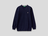 Benetton Online exclusive,  Pullover Mit V-ausschnitt In 100% Baumwolle,  taglia XL,  Dunkelblau,  Kinder