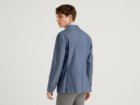 Benetton Online exclusive,  Sakko Aus Denim In Einer Mischung Aus Baumwolle Und Leinen,  taglia 56,  Blau,  Herren
