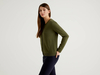 Benetton Online exclusive,  Strickjacke In Einer Cashmeremischung,  taglia M,  Militärgrün,  Damen
