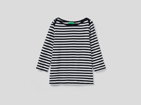 Benetton Online exclusive,  T-shirt Aus Reiner Baumwolle Mit 3/4-ärmeln,  taglia L,  Dunkelblau,  Damen
