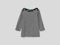 Benetton Online exclusive,  T-shirt Aus Reiner Baumwolle Mit 3/4-ärmeln,  taglia M,  Schwarz,  Damen