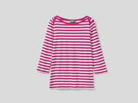 Benetton Online exclusive,  T-shirt Aus Reiner Baumwolle Mit 3/4-ärmeln,  taglia S,  Pflaume,  Damen