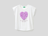 Benetton Online exclusive,  T-shirt Mit Aufgestickten Blütenblättern,  taglia XL,  Weiss,  Kinder