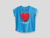 Benetton Online exclusive,  T-shirt Mit Aufgestickten Blütenblättern,  taglia XX,  Hellblau,  Kinder