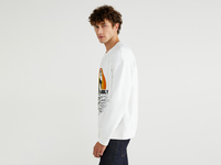 Benetton,  "looney Tunes"-sweater,  taglia EL,  Weiss,  Herren