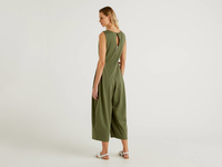 Benetton,  Ärmelloser Oversize-jumpsuit,  taglia S,  Militärgrün,  Damen