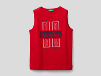 Benetton,  Ärmelloses T-shirt Mit Aufgedrucktem Logo,  taglia EL,  Rot,  Kinder