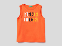 Benetton,  Ärmelloses T-shirt Mit Aufgedrucktem Logo,  taglia M,  Orange,  Kinder